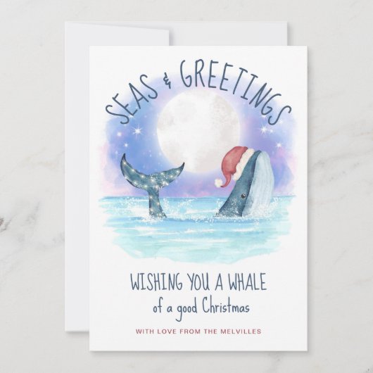 ホエールサンタシームーン&スターズクリスマス シーズンカード (正面)