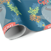 ホエールシャークおもしろいクリスマス ラッピングペーパー (ロールコーナー)