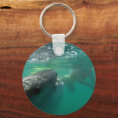 ホエールシャークと泳ぐ人 キーホルダー (正面)