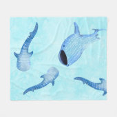 ホエールシャークフリースブランケット – コージー海ウォーターカラー フリースブランケット (正面(横))