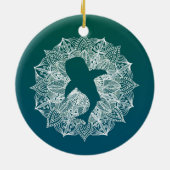 ホエールシャークマンダラサークルターコイズ セラミックオーナメント (裏面)