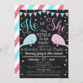 ホエールジェンダーリビールパーティの招待状 招待状 (正面/裏面)