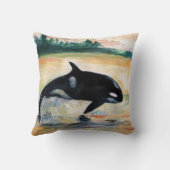 ホエールジャンピングオルカスロークッション41cm x 41cm クッション (裏面)