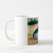 ホエールジャンピングオルカホワイト325クラシックmlホワイトマグカップ コーヒーマグカップ (左)