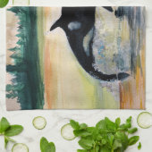 ホエールジャンピングオルカ茶タオル40.6 cm x 61 cm キッチンタオル (折り畳み)