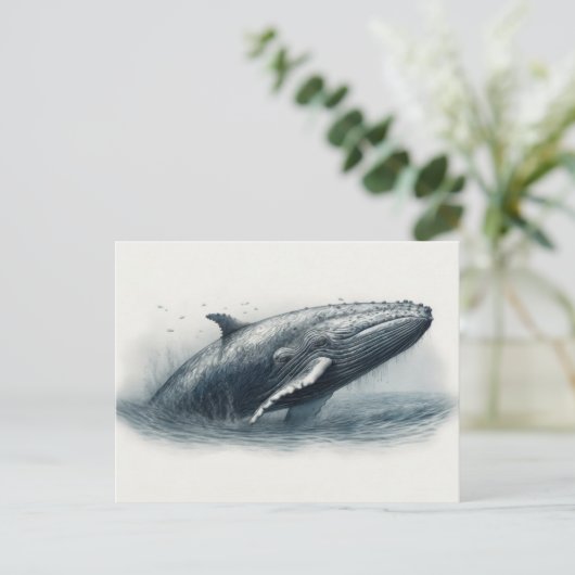 ホエールジャンプ海イラストレーション ポストカード (スタンド正面)