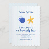 ホエールスタフィッ航海のグファースト誕生日招待状 招待状 (正面/裏面)