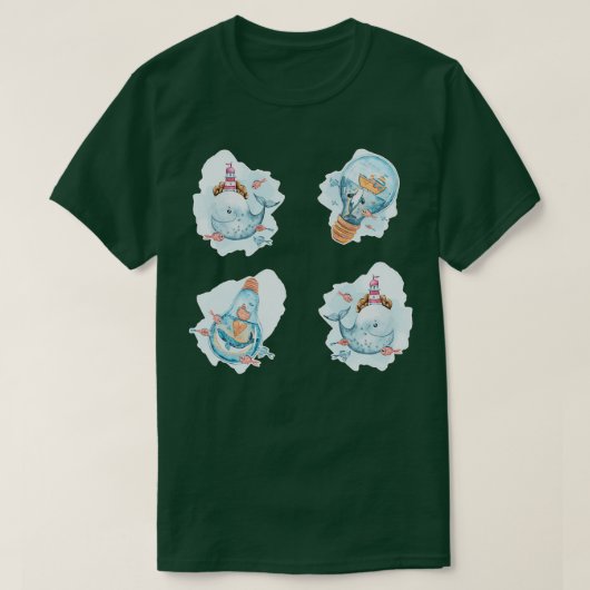 ホエールステッ航海のカー灯台（海の下） Tシャツ (デザイン正面)