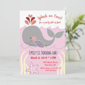 ホエールスプラッシュオンファースト誕生日招待状 招待状 (スタンド正面)