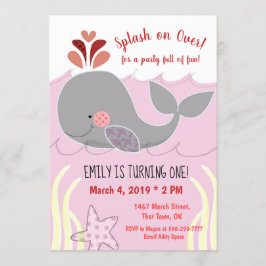 ホエールスプラッシュオンファースト誕生日招待状 招待状