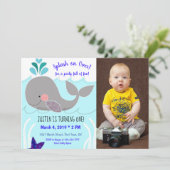 ホエールスプラッシュオンファースト誕生日招待状 招待状 (スタンド正面)