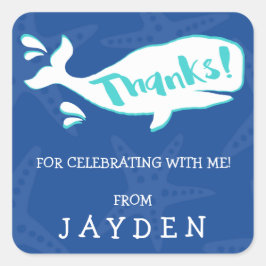 ホエールスプラッシュ | サンキュー誕生日シール スクエアシール