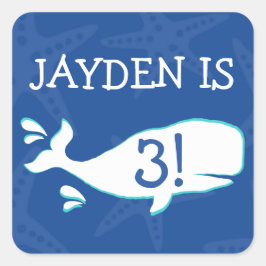 ホエールスプラッシュ |誕生日パーソナライズされたスタンプ スクエアシール