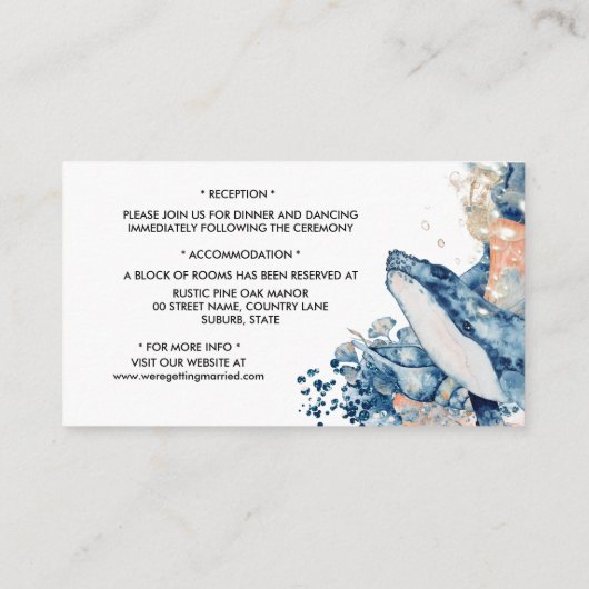 ホエールゼリーフィッシュ海の哺乳類ブルーオレンジシック エンクロージャーカード (裏面)