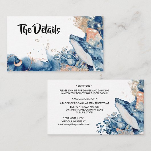 ホエールゼリーフィッシュ海の哺乳類ブルーオレンジシック エンクロージャーカード (正面/裏面)