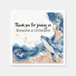 ホエールゼリーフィッシュ海の生き物ブルーオレンジDIY スタンダードカクテルナプキン