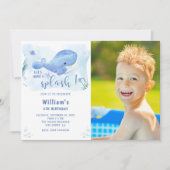 ホエールタスティックブルー誕生日写真 招待状 (正面)