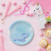 ホエールタスティックブルー誕生日 ペーパープレート (パーティー)