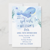 ホエールタスティックブルー誕生日 招待状 (正面)