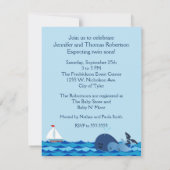 ホエールツインボーイズ赤ちゃんシャワー招待状 招待状 (裏面)