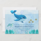 ホエールテーマファースト誕生日招待状 招待状 (正面)