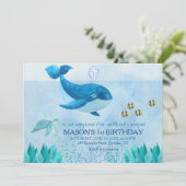 ホエールテーマファースト誕生日招待状 招待状 (スタンド正面)