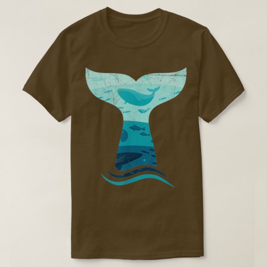 ホエールテールインウェーブオルカ海 Tシャツ (デザイン正面)
