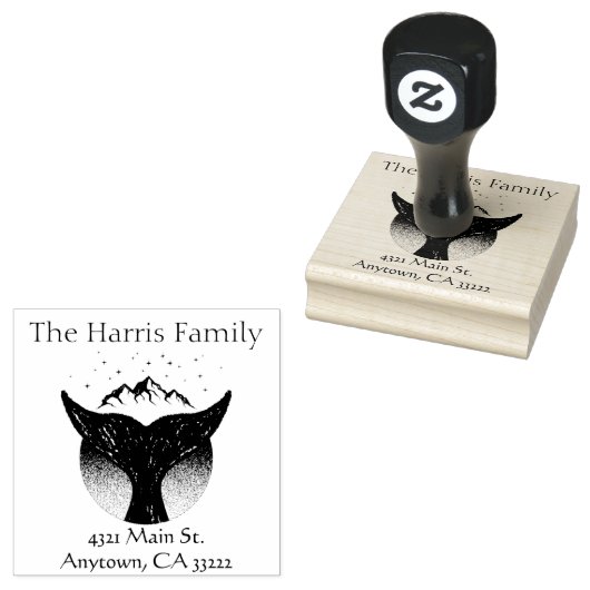 ホエールテールシルエパーソナライズされたット ラバースタンプ (押印)