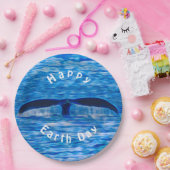 ホエールテールブルー海ハッピーアースデイ ペーパープレート (パーティー)