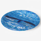 ホエールテールブルー海ハッピーアースデイ ペーパープレート (アングル)