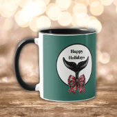 ホエールテール白黒格子弓クリスマス マグカップ