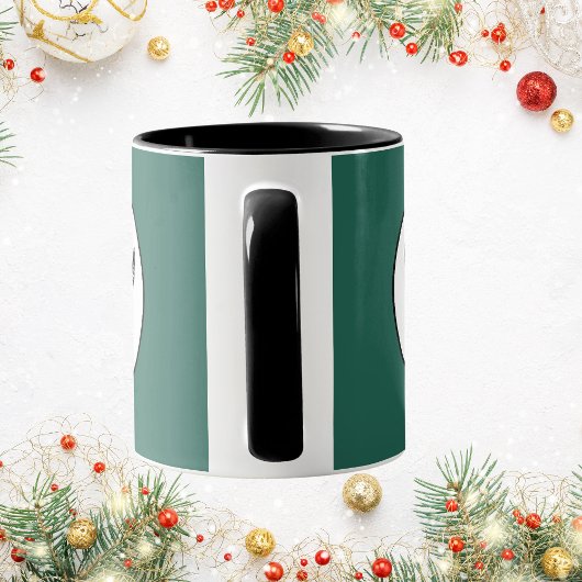 ホエールテール白黒格子弓クリスマス マグカップ