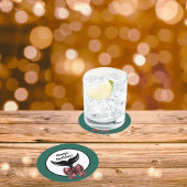 ホエールテール白黒格子弓クリスマス ラウンドペーパーコースター