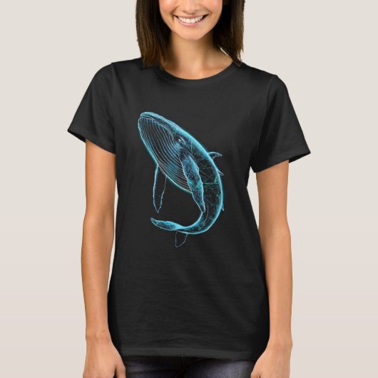 ホエールデジタル抽象芸術芸術的海グラフィックティー Tシャツ (正面)