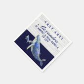 ホエールネイビーブルー航海のボーイ赤ちゃんシャワーナプキン スタンダードカクテルナプキン (角)