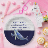 ホエールネイビーブルー航海のボーイ赤ちゃんシャワー ペーパープレート (パーティー)