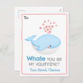 ホエールバレンタイン子供へデーカおもしろいード シーズンポストカード (正面/裏面)