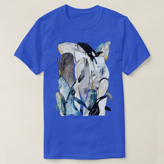 ホエールパイルの絵画水色 Tシャツ (デザイン正面)