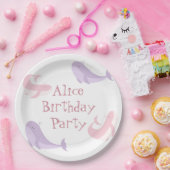 ホエールピンク薄紫パステル海フィッシュバースデーパーティー ペーパープレート (パーティー)
