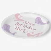 ホエールピンク薄紫パステル海フィッシュバースデーパーティー ペーパープレート (アングル)