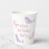ホエールピンク薄紫パステル海フィッシュバースデーパーティー 紙コップ (正面)