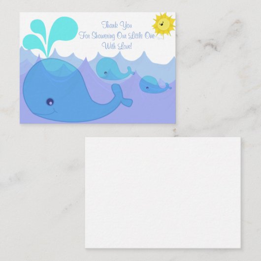 ホエールファミリーベビーシャワーサンキューカード ノートカード (正面/裏面)