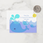 ホエールファミリーベビーシャワーサンキューカード ノートカード (正面/裏面インサイチュ)