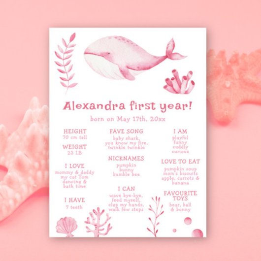 ホエールファースト誕生日マイルストーン誕生日 ポスター