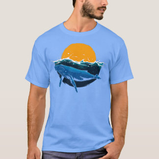 ホエールブラックオルカ海スイミングサンライズ Tシャツ