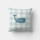 ホエールブルーギンガムチェック沿岸 クッション (正面)