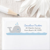 ホエールブルーグレー男の赤ちゃんシャワー差出人住所 ラベル (インサイチュ)