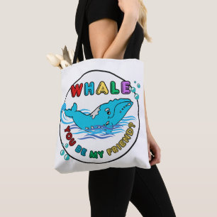 ホエールブルーバブルザッククジラ トートバッグ