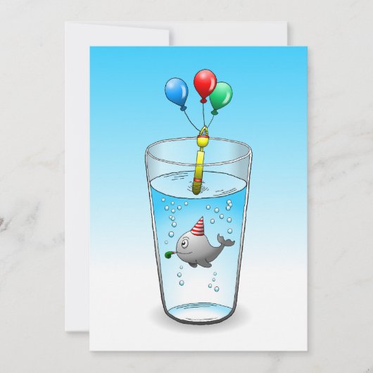 ホエールプールパーティー誕生日 カード (正面)