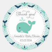 ホエールベイビーシャワーありがとうシール ラウンドシール (正面)